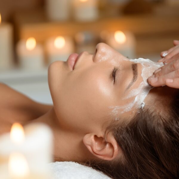 Spa facial with candles