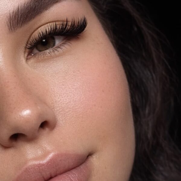 Defined brows and glam makeup