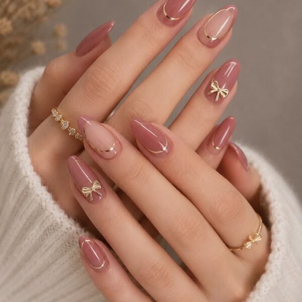 Pink nails with charms