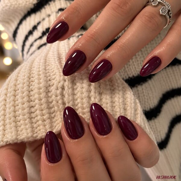 Deep red gel manicure